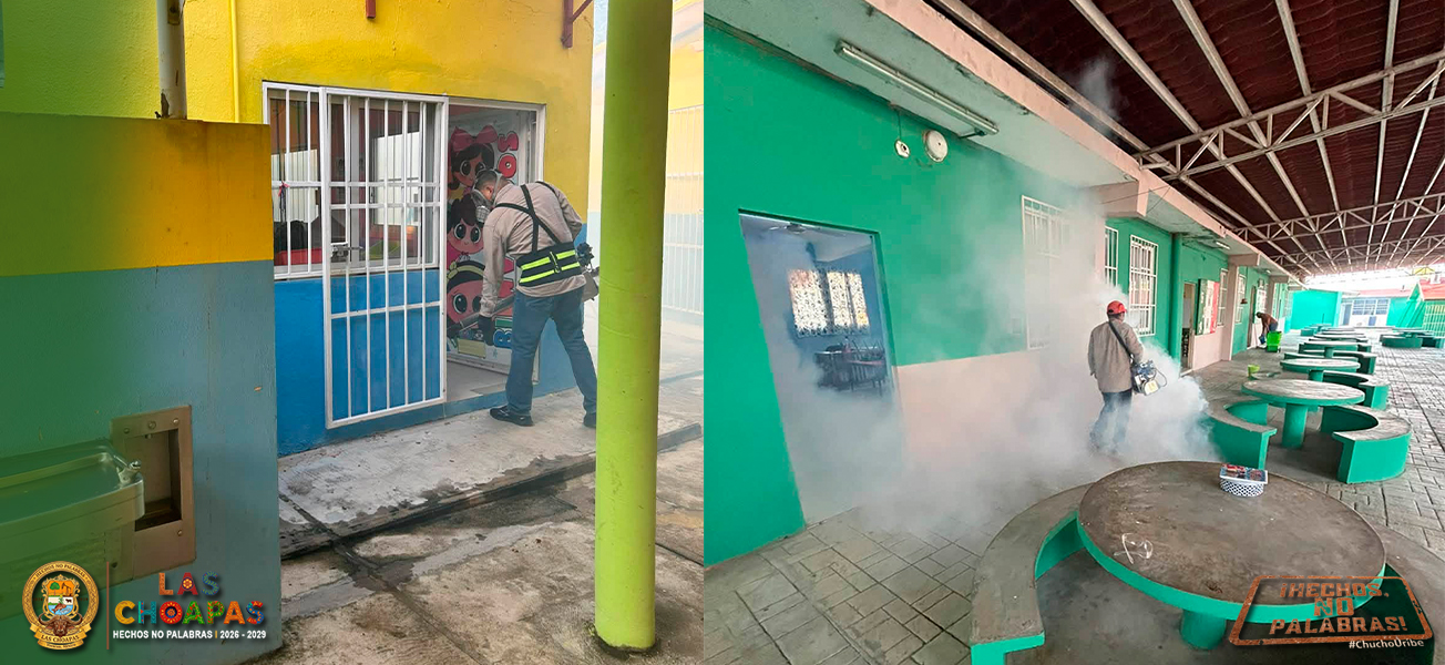 REALIZAN FUMIGACIÓN EN CINCO ESCUELAS DE LAS CHOAPAS